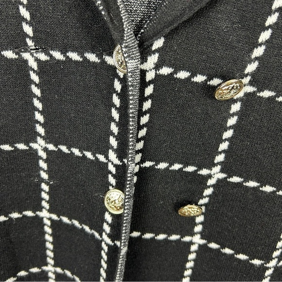 89th & Madison Window Pane Double Breasted Cardigan Medium Black NWT - Picture 7 of 13